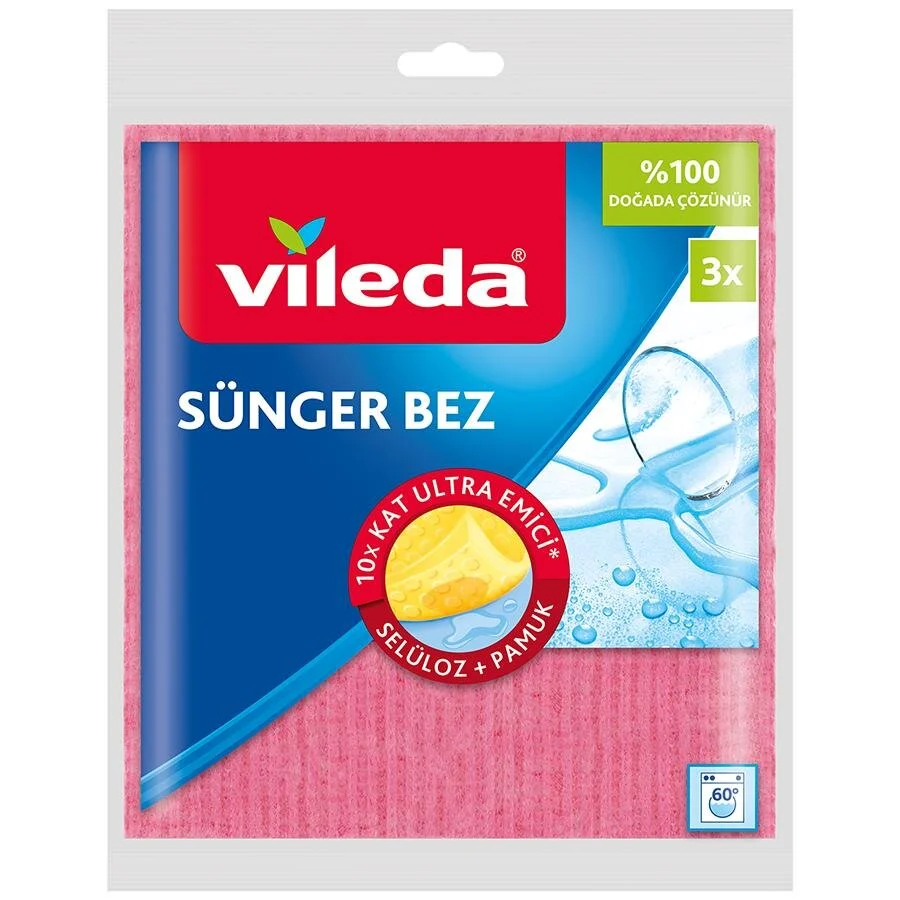 Vileda - Vileda Sünger Bez Karışık Renk 3 lü
