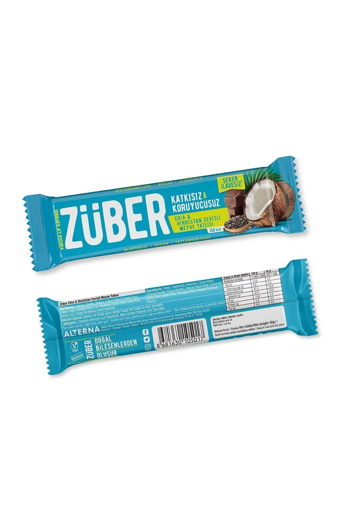 Züber Meyve Bar Chia Ve Hindistan Cevizli 40gr 12 li