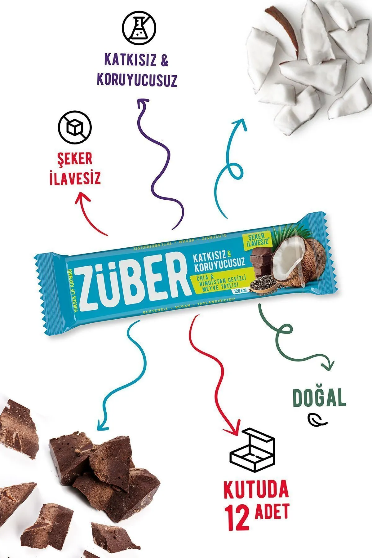 Züber Meyve Bar Chia Ve Hindistan Cevizli 40gr 12 li
