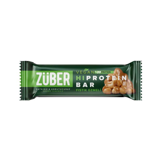 Züber Vegan Hi Protein Bar Yer Fıstığı Ezmeli 8 (45g x 12) - Thumbnail