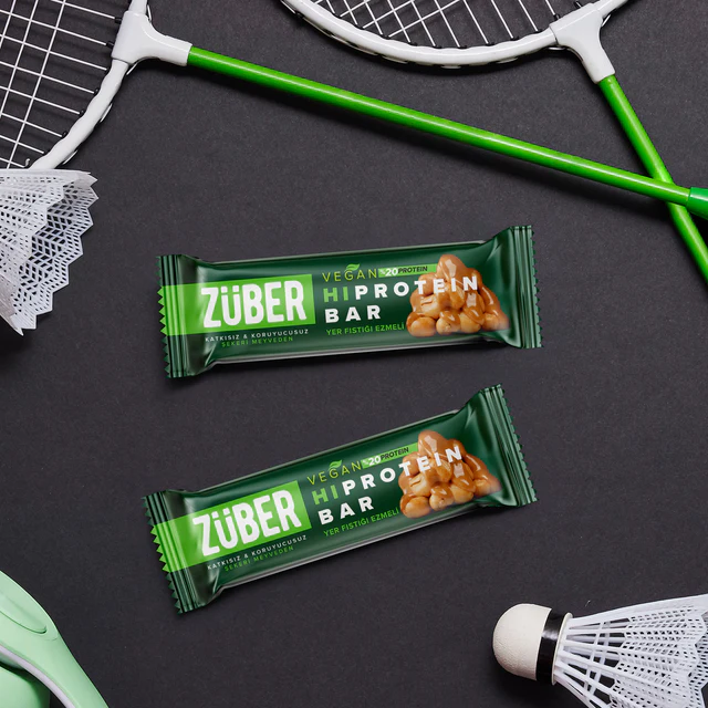 Züber Vegan Hi Protein Bar Yer Fıstığı Ezmeli 8 (45g x 12)